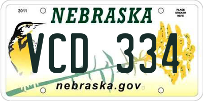 NE license plate VCD334