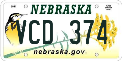 NE license plate VCD374