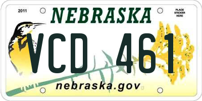NE license plate VCD461