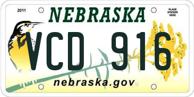 NE license plate VCD916