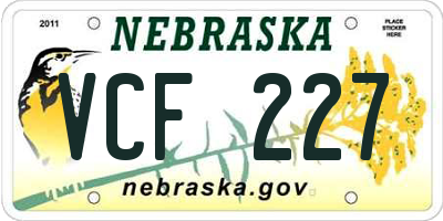 NE license plate VCF227