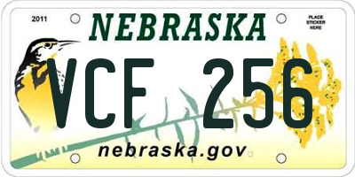 NE license plate VCF256