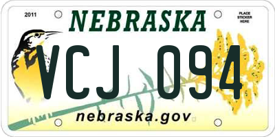 NE license plate VCJ094
