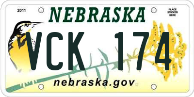 NE license plate VCK174