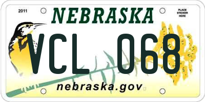 NE license plate VCL068