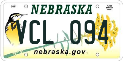 NE license plate VCL094