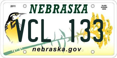 NE license plate VCL133