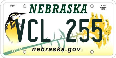 NE license plate VCL255