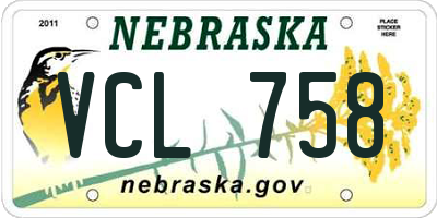 NE license plate VCL758