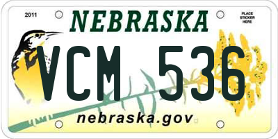 NE license plate VCM536