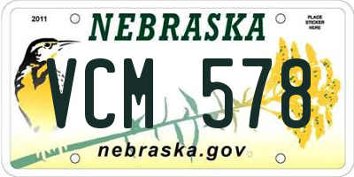 NE license plate VCM578