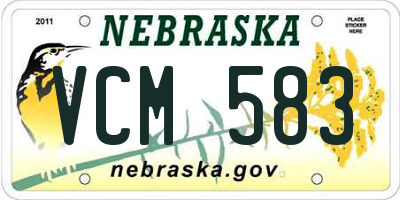 NE license plate VCM583