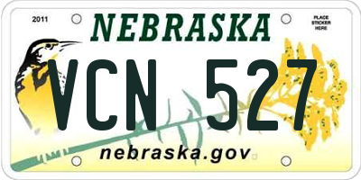 NE license plate VCN527