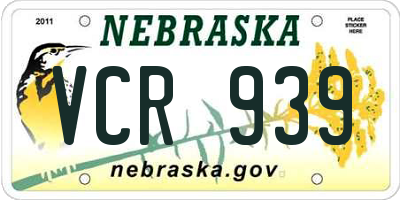 NE license plate VCR939