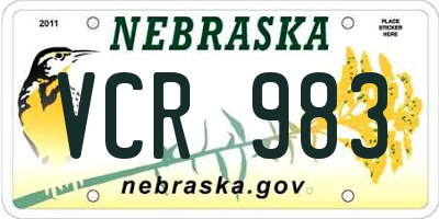 NE license plate VCR983
