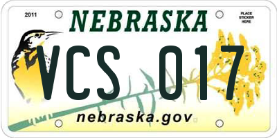 NE license plate VCS017