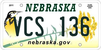 NE license plate VCS136