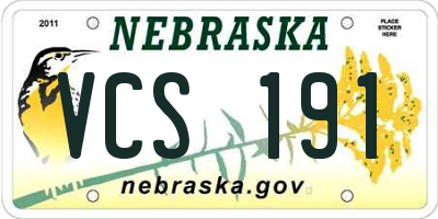NE license plate VCS191