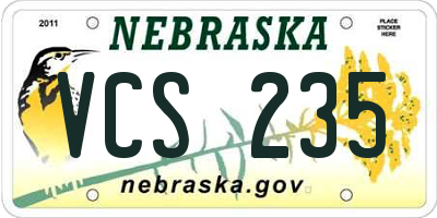 NE license plate VCS235