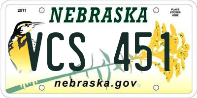 NE license plate VCS451