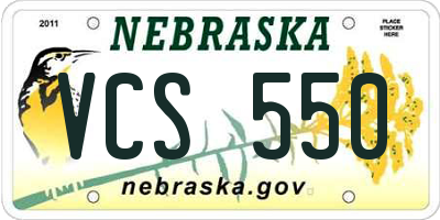 NE license plate VCS550