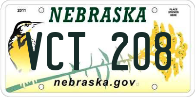 NE license plate VCT208