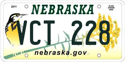 NE license plate VCT228