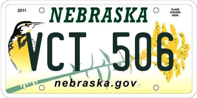 NE license plate VCT506