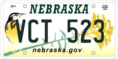 NE license plate VCT523