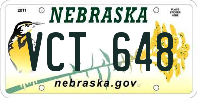 NE license plate VCT648