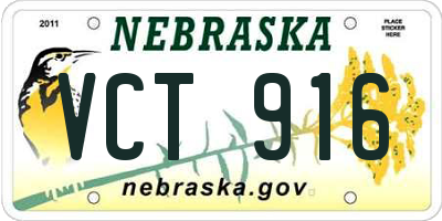 NE license plate VCT916