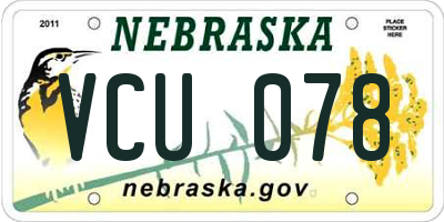 NE license plate VCU078