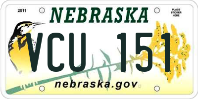 NE license plate VCU151