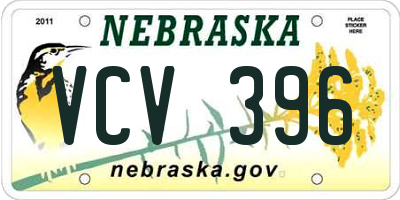 NE license plate VCV396