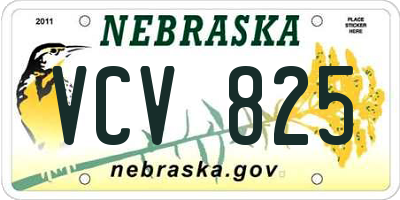 NE license plate VCV825