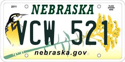 NE license plate VCW521