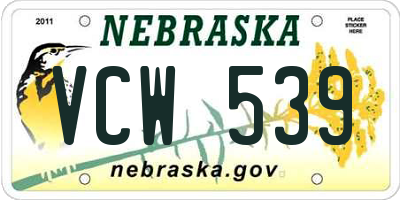 NE license plate VCW539
