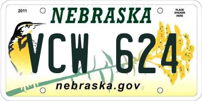 NE license plate VCW624