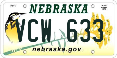 NE license plate VCW633
