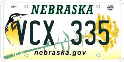 NE license plate VCX335