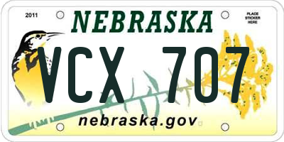 NE license plate VCX707
