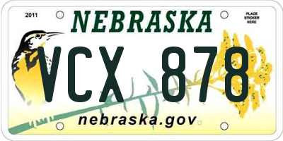 NE license plate VCX878