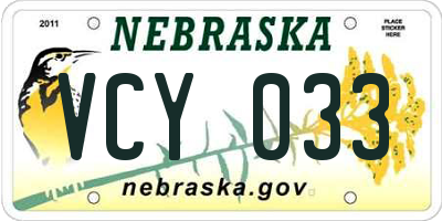 NE license plate VCY033