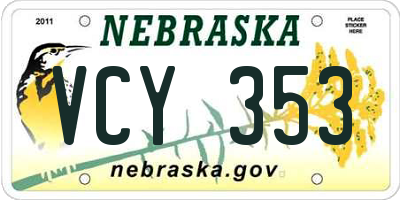 NE license plate VCY353