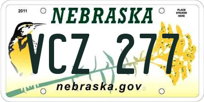 NE license plate VCZ277