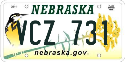 NE license plate VCZ731