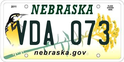 NE license plate VDA073