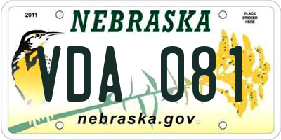 NE license plate VDA081