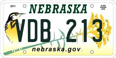 NE license plate VDB213