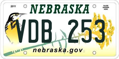 NE license plate VDB253